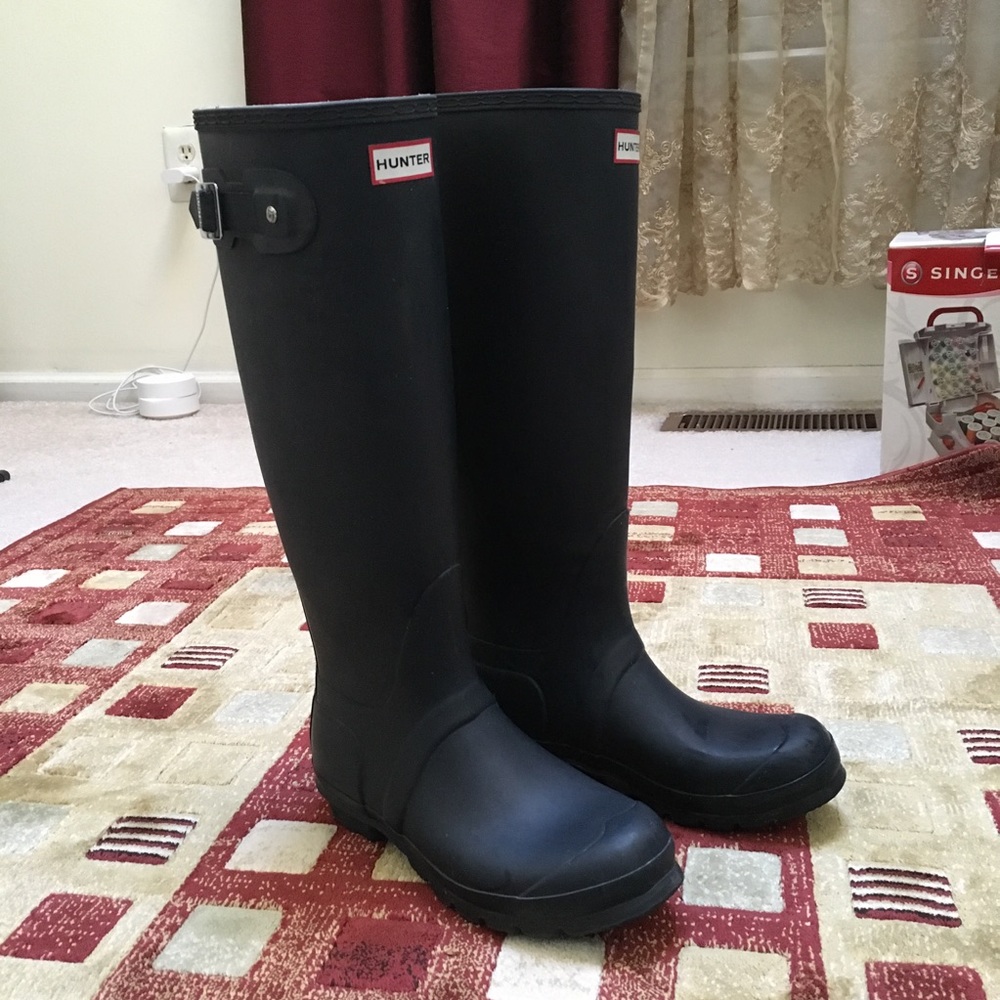 Tall Matte Navy Blue Hunter Boots